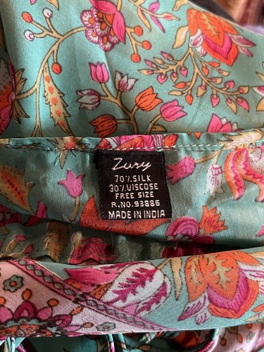 Zury Kenya Maxi Dress Free Size Silk Blend Teal Pink Floral Sleeveless Tassel - Picture 8 of 11