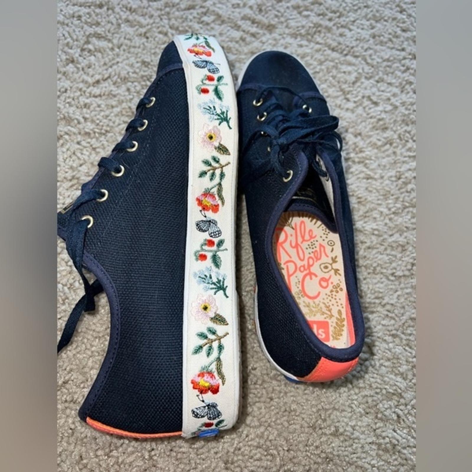 Keds Triple Kick Women’s Floral Embroidered Trim Navy… Gem
