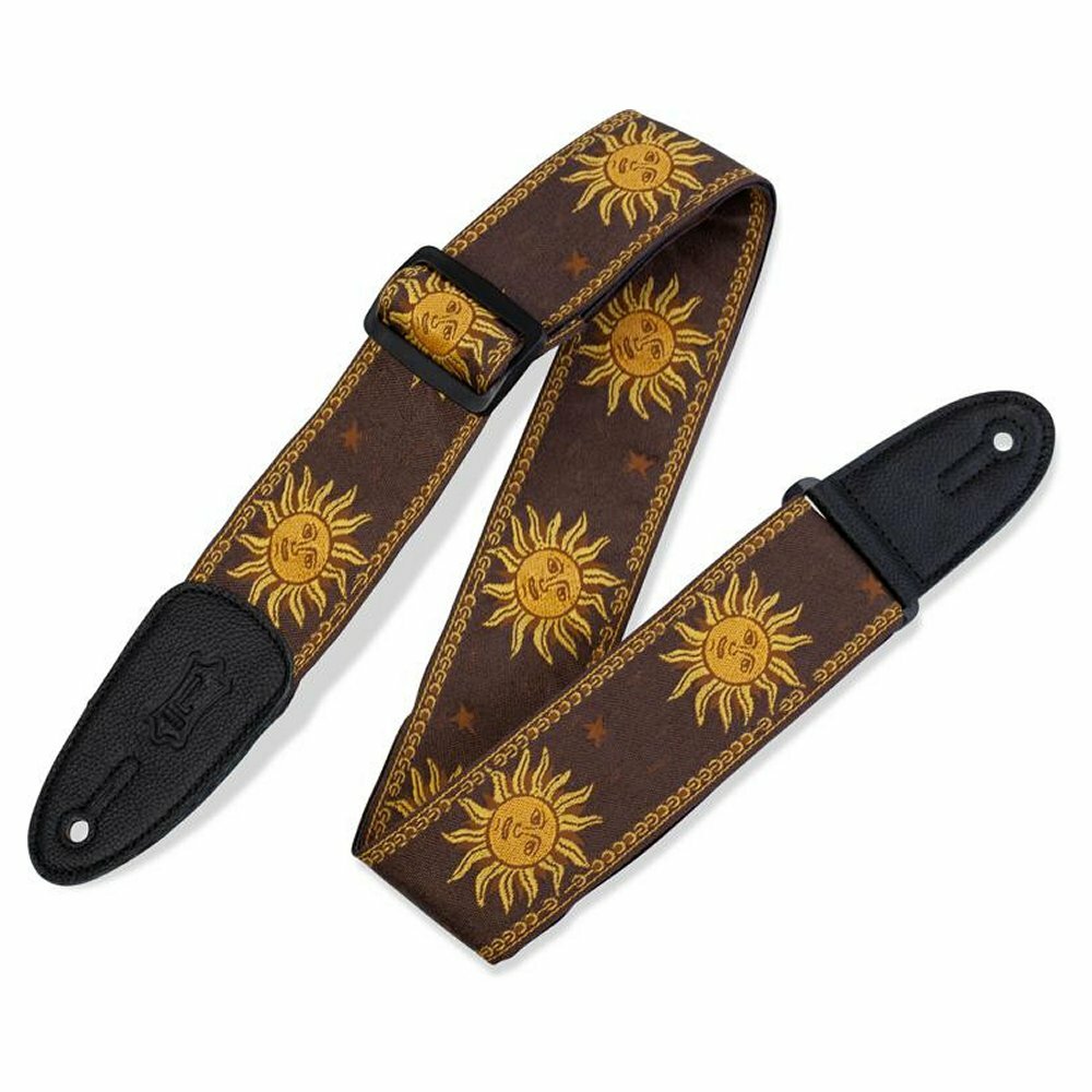Levys MPJG 2in Jacquard/Leather Backed Sun Guitar Strap, 5 Colours - Picture 4 of 7