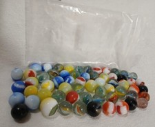 Lot of Vintage Black  Clear Swirl  Cloudy Marbles 60 Assortment  1 Larger