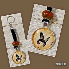 Butterfly Charm Crochet Keychain Keyring Handmade in USA
