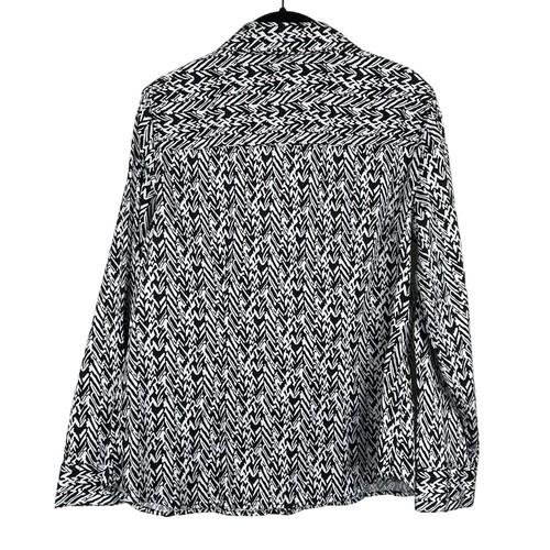 Chico's Size 1 US Small Button Up Black Brown White Print Top Long Sleeve - Picture 3 of 6