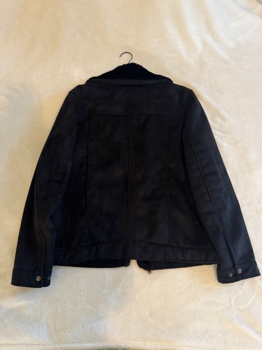 Perry Ellis Portfolio Black Faux fur Lined Bomber Jacket - Picture 2 of 4