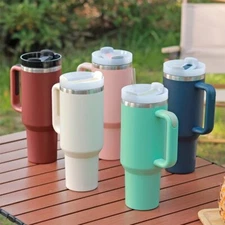 40 oz Tumbler with Handle and Straw Lid | Insulated Cup Stainless Steel