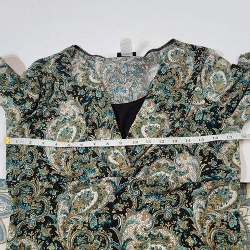 Chemisier Perseption Concept, femme M, marron, bleu et marron cachemire, coquillage, col V, excellent état - Photo 8/11