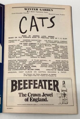 Revista Playbill gatos firmados Betty Buckley fotos invierno jardín teatro 1982 - Imagen 7 de 12