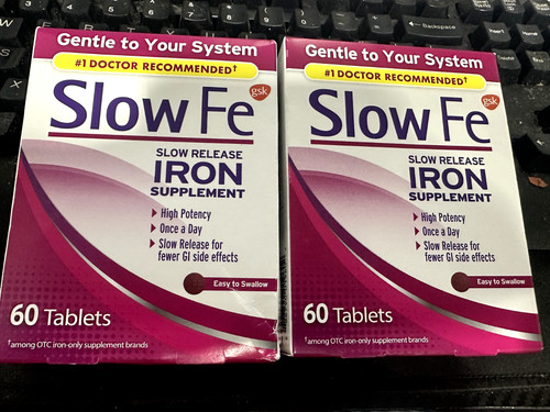 SLOW FE SLOW RELEASE IRON SUPPLEMENT 60 tabs each (2pks = 120) exp 2026+