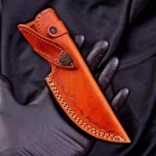 CUSTOM HANDMADE PURE COW LEATHER SHEATH COVER FOR FIXED BLADE KNIFE 2723