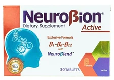 NeuroBion Active with B1, B6, B12, Exclusive Formula, 30 Tablets   Exp 12/2026