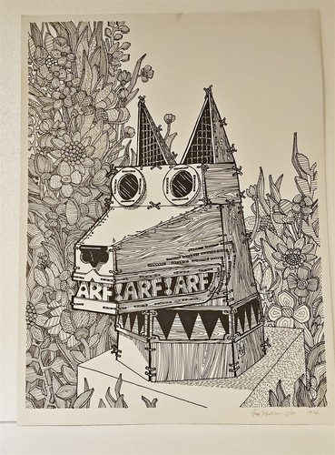 Lápiz litográfico 1976 edición limitada 7/90 firmado por el artista Leo Kuschel "ARF ARF ARF" - Imagen 3 de 5