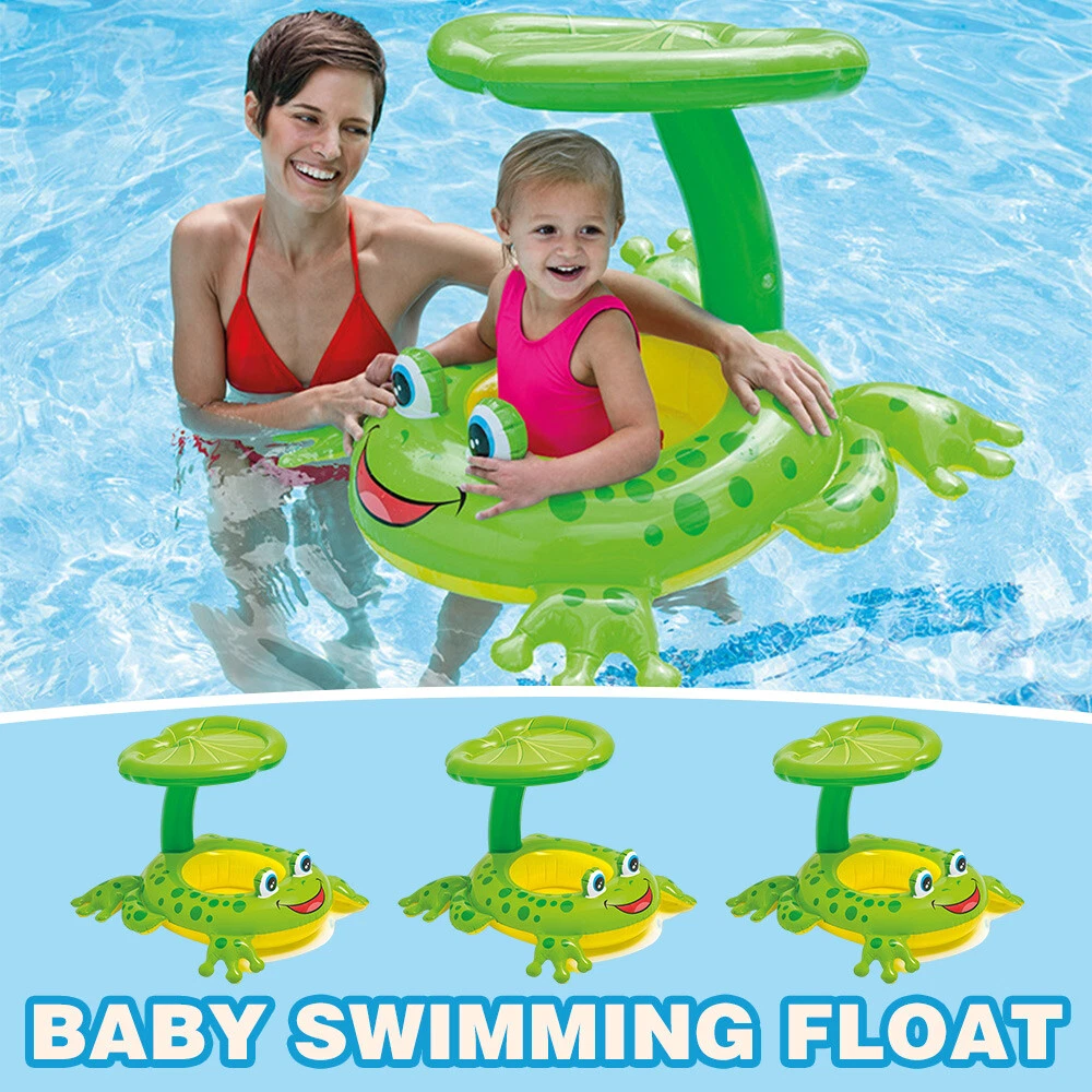 Baby Swimming Ring with Sun Canopy Inflatable Toddler Float Swim