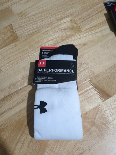 Under Armour UA Youth Performance White Black Football Crew Socks Size Large 1-4 - Bild 1 von 2