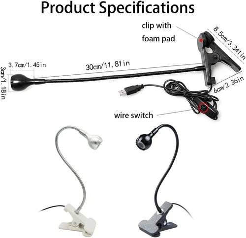 Mini UV Lamp for Gel Nails, LED Curing Lamp with Flexible Gooseneck & Clamp, 3W, - Picture 5 of 12