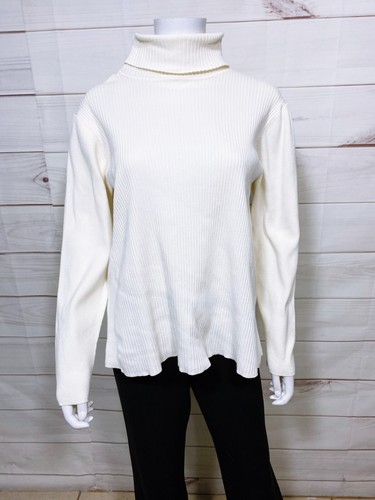 Coldwater Creek Womens Turtleneck Sweater Size 1X Ivory Long Sleeve Pullover