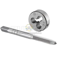 No 12-24 UNC Tap and Die Set Right Hand, 12 x 24 UNC Thread Tap and Round Die
