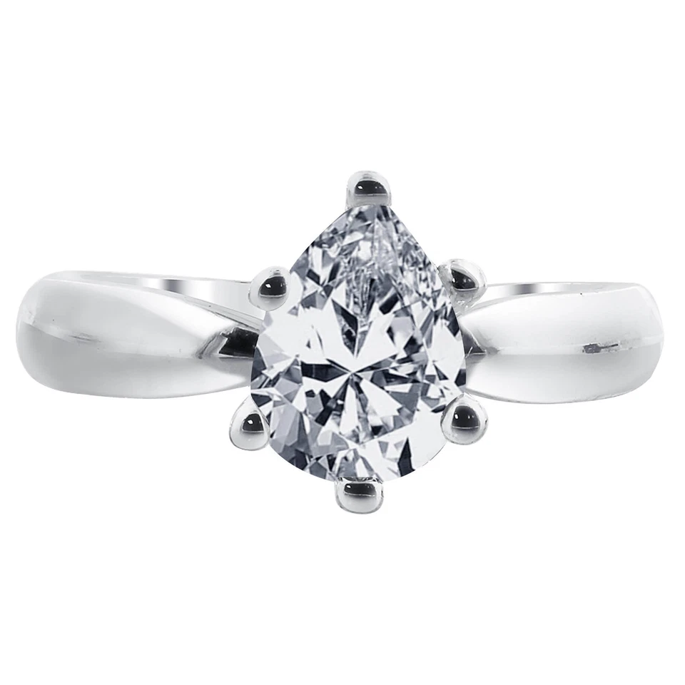 925 Sterling Silver Pear Shape CZ 6 Prong Set Promise Ring - Image 2 of 4