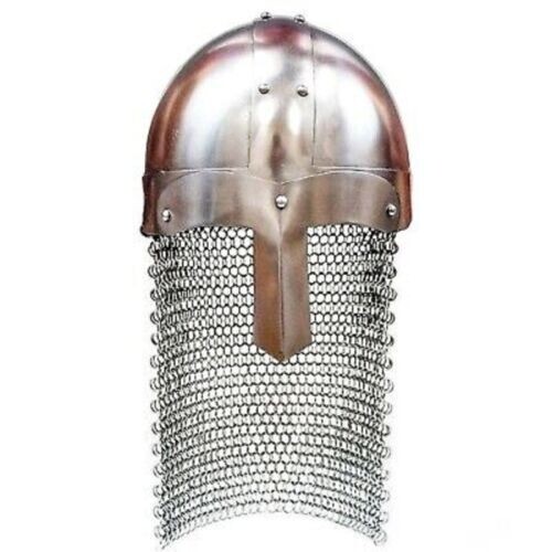 ROMAN ANCIENT WAR HELMET WITH CHAINMAIL CURTAIN. - Picture 1 of 2