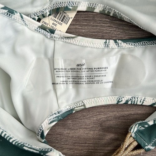 AERIE Classic Bikini Bottom Size XS Tropical Palm Print Green Metallic Beach NWT - Picture 6 of 7