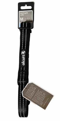 Alcott Martingale Dog Collar w/ Reflective Stitching & Padding Black Size Medium