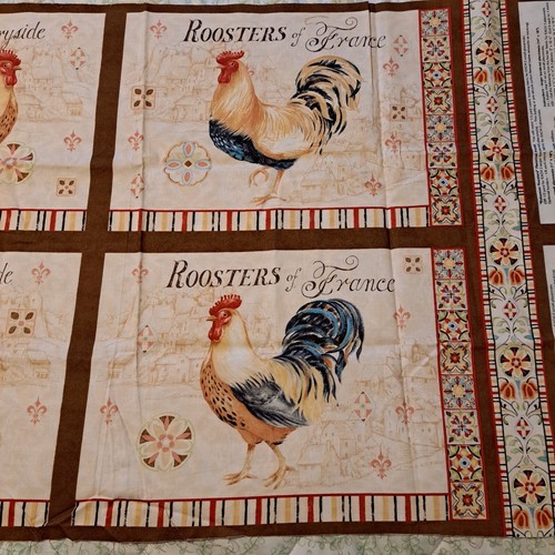 Bohemian Roosters Of France Fabric Panel Placemats Daphne B. Wilmington Prints - Picture 4 of 4