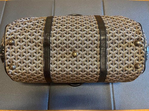GOYARD Boston Bag Black Yellow Herringbone Pattern size Authentic - Picture 5 of 12