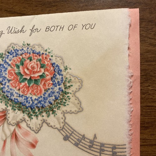 Vintage 1940s Hallmark Wedding Marriage Congratulations Card Flowers Music P3D - Imagen 5 de 17