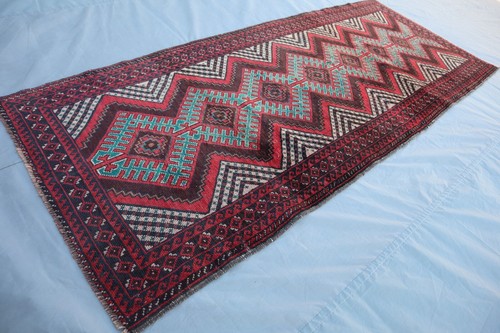 2x6 Geometric Nomadic Design - Handmade Wool Rug - Vintage Baluchi Style Hallway - Picture 3 of 10