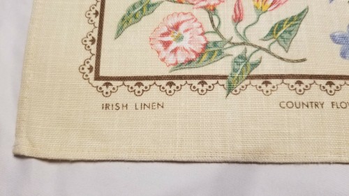 Authentic 100% Pure Irish Linen "Country Flowers" by Ulster Weavers  29x19 in - Foto 9 di 11