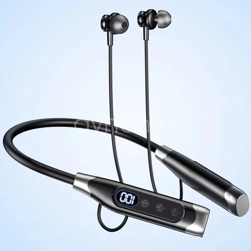 Wireless Bluetooth 5.4 Earbuds HiFi 9D Stereo Neckband Headphones Sports Headset - Photo 3 sur 30