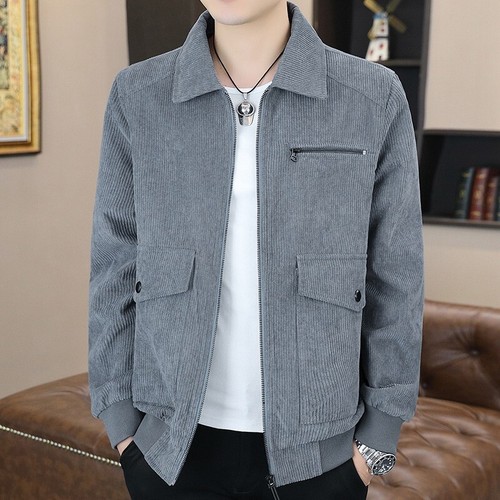New Spring Autumn Corduroy Basic Jackets Men Casual Outerwear Zipper Tops - Bild 3 von 11