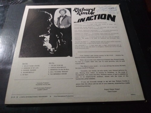Richard Kimble ...In Action! VG+ Original 1970's AUTOGRAPHED Vista LP Record - Picture 2 of 5