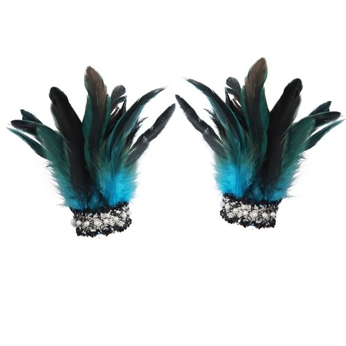 Wrist Cuffs Bracelets with Ribbon Ties Feather Bracelets for Cosplay Costume - Picture 3 of 14