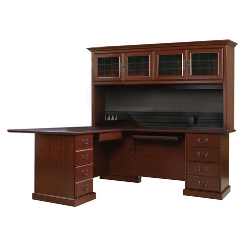 Sauder Heritage Hill Engineered Wood L-Desk with Hutch in Classic Cherry Finish - Picture 2 of 11