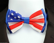 July 4th Men's Flag Bow Tie Adjustable Pre-tied American Patriotic Bowtie