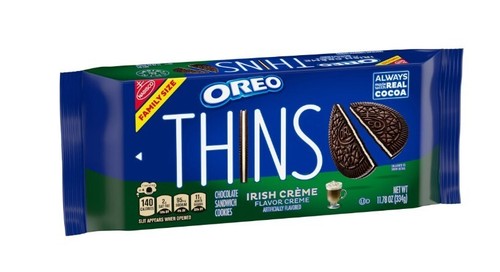 New OREO Thins Irish Creme Chocolate Sandwich Cookies, Family Size, 11.78 oz - 第 1/8 張圖片