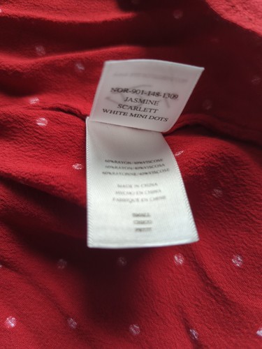 Rails Jasmine Scarlett Red White Polka Dot Smocked Dress Size S Tiered - Picture 6 of 9