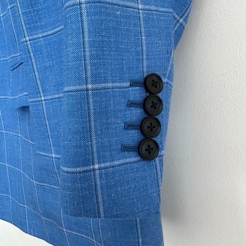 Windowpane Check Sport Coat Mens 44S Blue Ariston Blazer Polo Yacht Statement - Picture 7 of 16