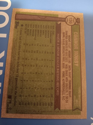 2025 Topps Series 1 - 1990 Topps Baseball Connor Norby #T90-33 (RC) - Picture 2 of 2