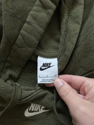 Nike Hoodie Sweatshirt hooded green Center Swoosh Embroidered All Over Logo Army - Picture 4 of 7