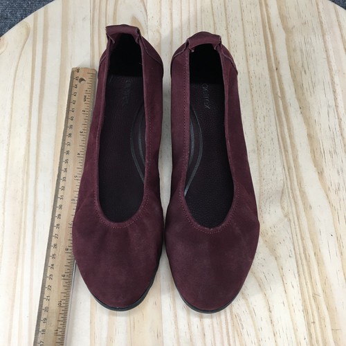 Zapatos planos de ballet informales sin cordones de cuero borgoña Aetrex para mujer 8,5 Brianna - Imagen 9 de 16