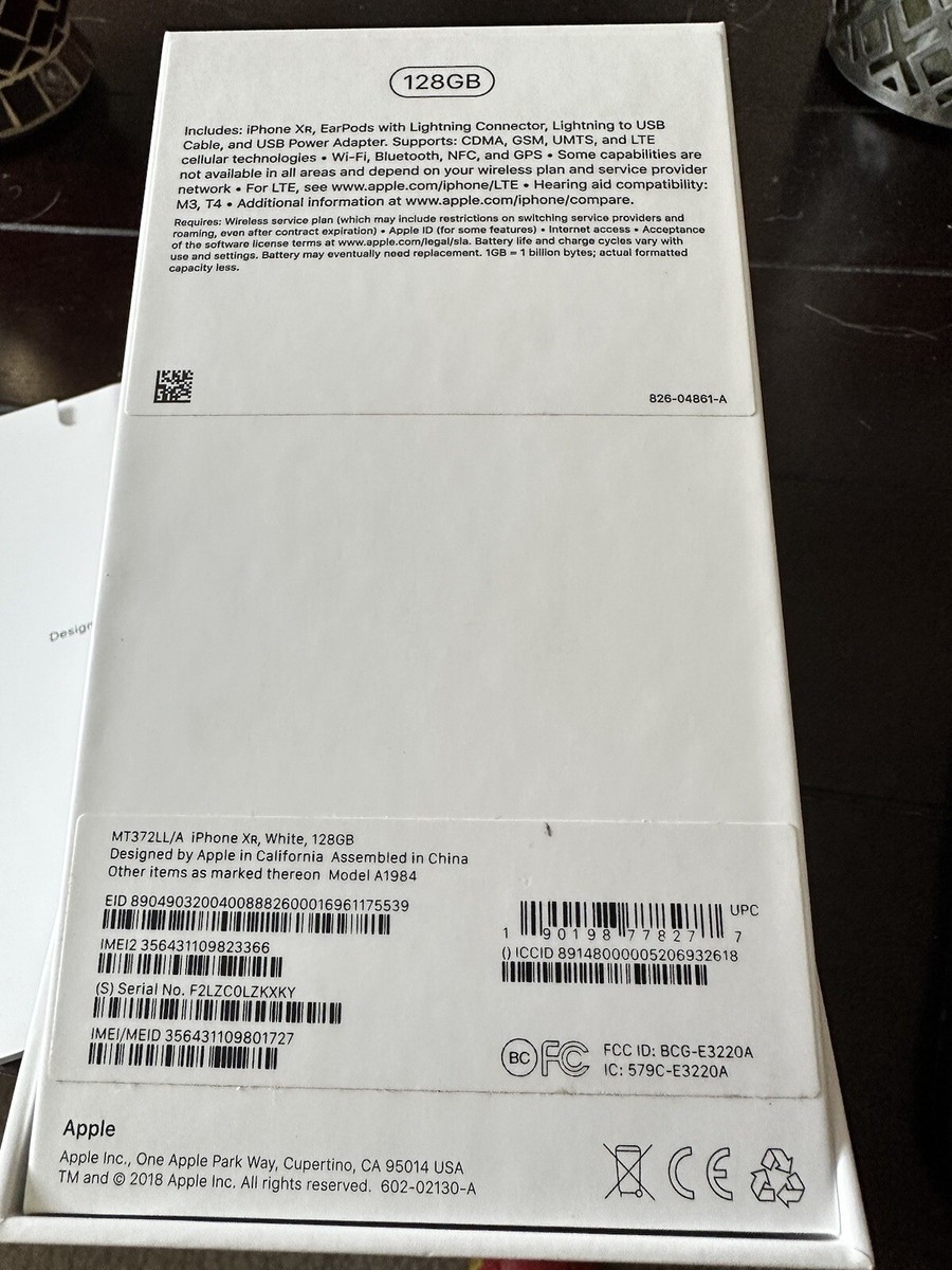 Apple iPhone XR - 128GB - White (Verizon) A1984 (CDMA + GSM