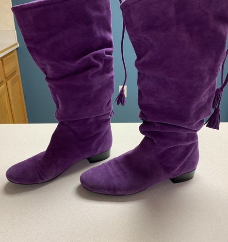 Boots Victor Alfaro purple suede boots 6 Slouchy Boho Low festival hippy