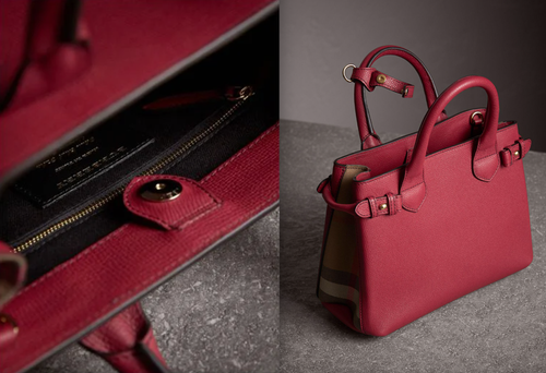 $2750 Auth BNWT BURBERRY House Check Leather Banner Women Crossbody/Tote/Bag Red - Picture 2 of 24