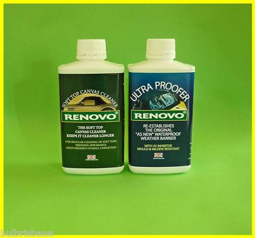 RENOVO,CANVAS HOOD,KIT,CLEANER & ULTRA-PROOFER 2x500ml. SUIT ALL CANVAS HOODS. - Afbeelding 1 van 1