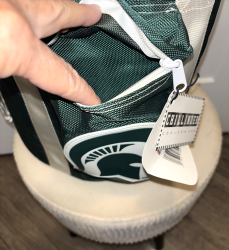 Enfriador aislado Chillinder de la Universidad Estatal de Michigan nuevo con etiquetas para 24 latas de bolsillo - Imagen 7 de 9