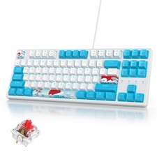 75 Mechanical Gaming Keyboard with Red Switch, RGB LED Backlit Keyboard White...
