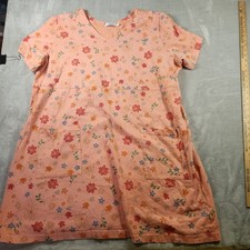 Fresh Produce Pink Cotton T-Shirt Floral Dress Size 3X Short Sleeve Lightweight