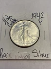 1942 LIBERTY WALKING SILVER HALF HIGH GRADE UNC Frosty White
