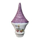 Vintage Hand Painted Ceramic Hummingbird Feeder Lois White Lavender Roof 13 Inch
