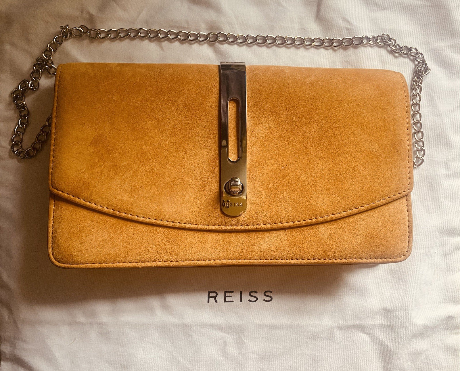 Reiss Genuine Suede Leather Sesame Tan Bag